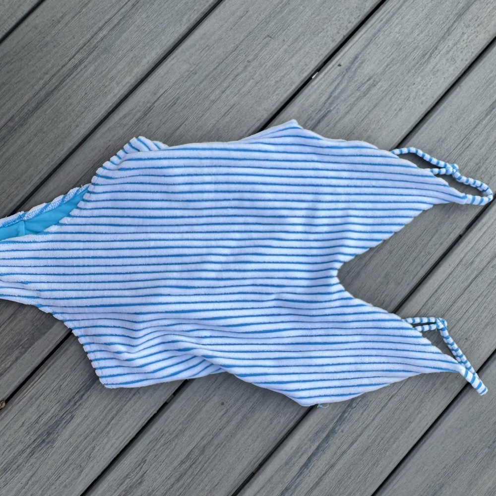 Blue and white striped aerie one piece